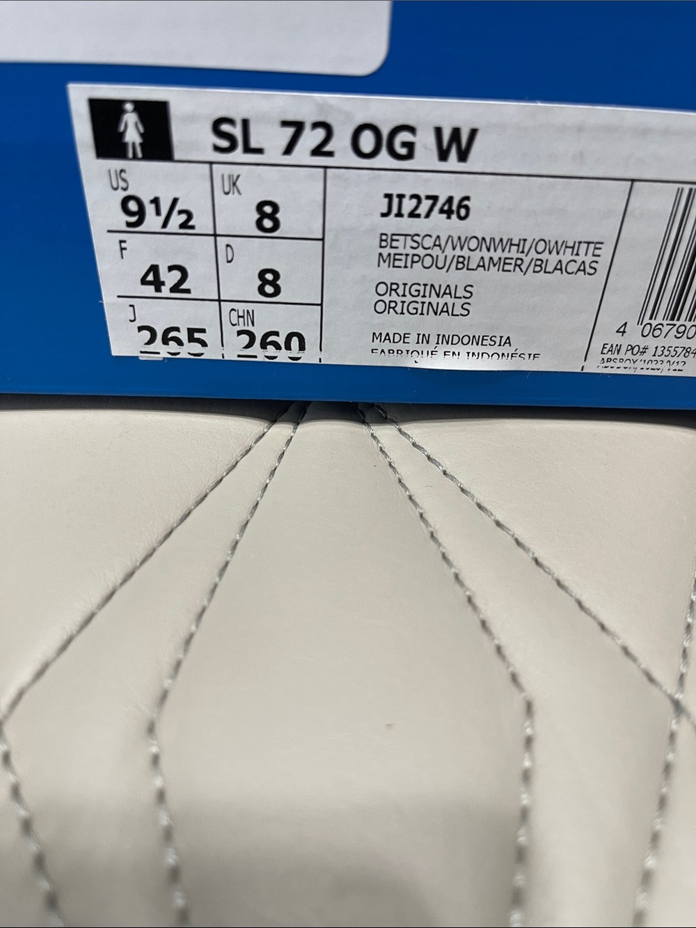 adidas SL72 OG Women's Red with Cream Stripe Sneakers - Picture 2 of 9